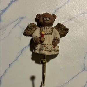 Charming Angel Bear Wall Hook - Cream and Gold